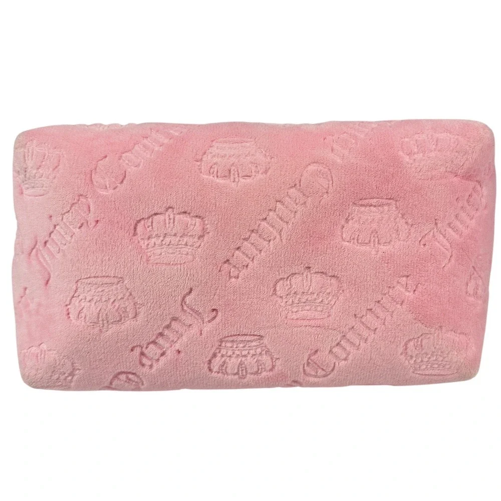 Juicy Couture Pink Velour Makeup Bag Embossed Crown‎ Logo Cosmetic Case Y2K